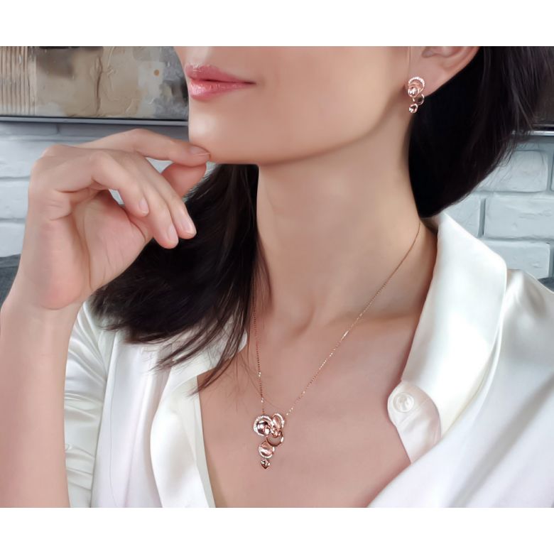 Pendentif raffiné courbes or rose - Diamants 0.339ct - 2