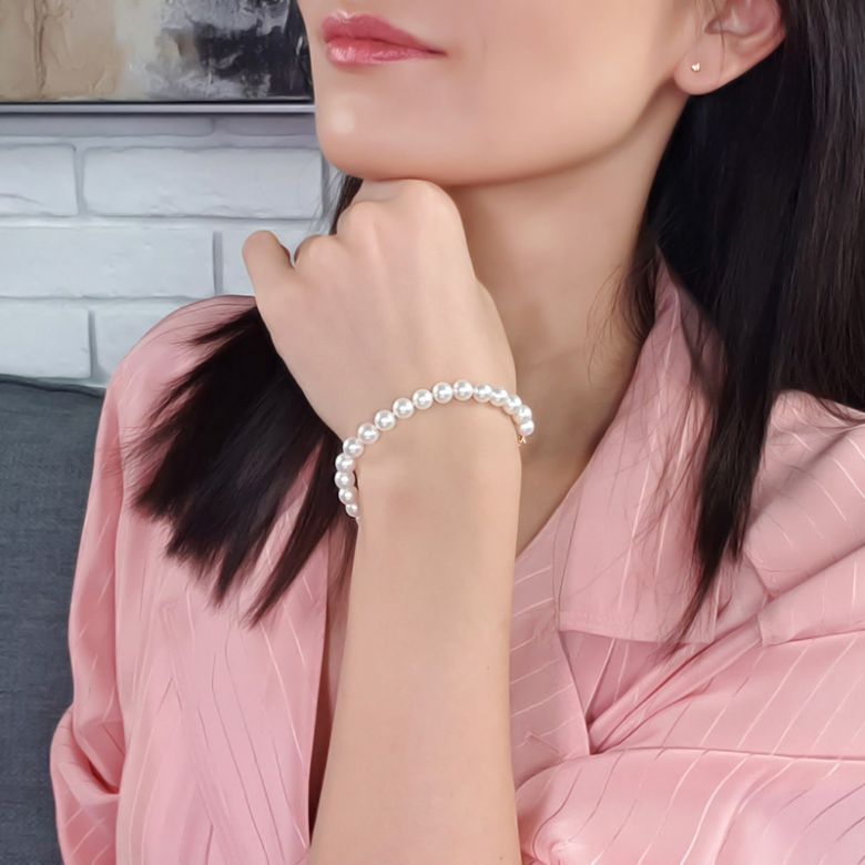 Bracelet avec perle blanche de culture eau douce Chine 6.5/7mm - 3
