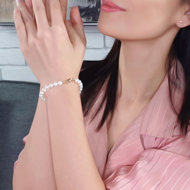 Bracelet avec perle blanche de culture eau douce Chine 6.5/7mm - 2