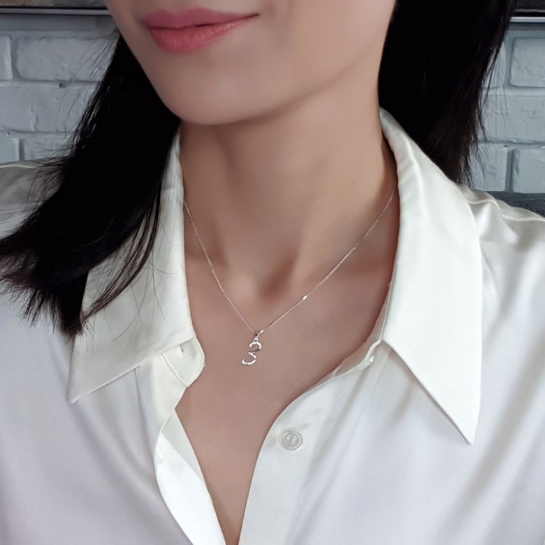 Pendentif chiffre 3 - Or blanc 18cts - Diamants 0.065ct - 2