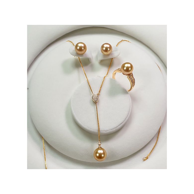 Pendentif bélière d'inspiration romaine - Perle d'Australie, or jaune - 5