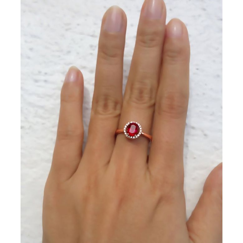 Bague rubis 0.65ct, Or rose et diamants. Emmène-moi - 3