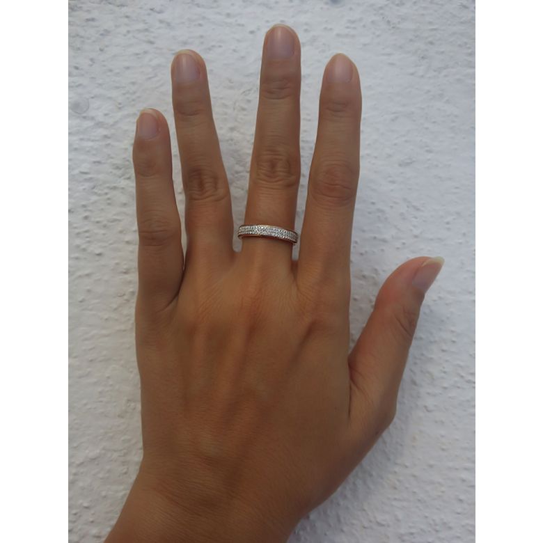Joaillier alliance de fiançaille - Alliance Femme diamants et or rose et blanc - 3