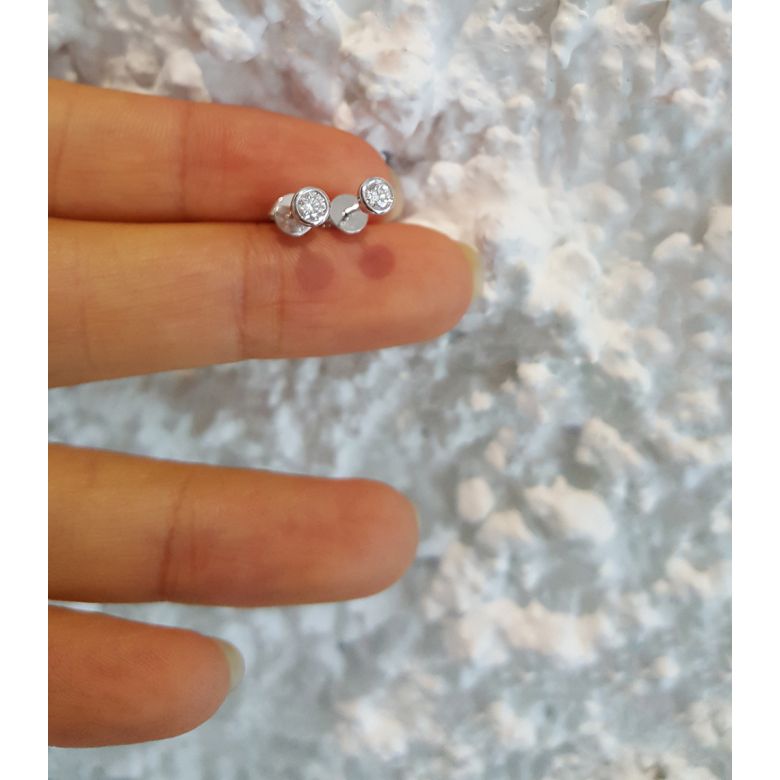 Puces diamants serties clos 0.20ct. Or blanc. Carat personnalisable - 6