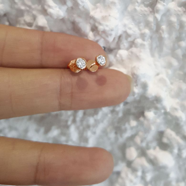 Puces diamants serties clos 0.20ct. Or rose. Carat personnalisable - 6