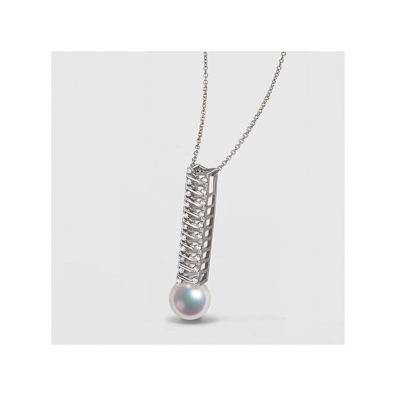 Pendentif perle du Japon. Or blanc, diamant - Hatsune Miku - 4