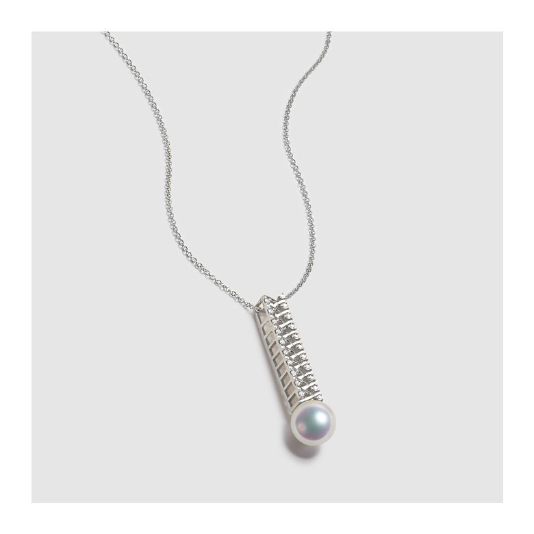 Pendentif perle du Japon. Or blanc, diamant - Hatsune Miku - 5