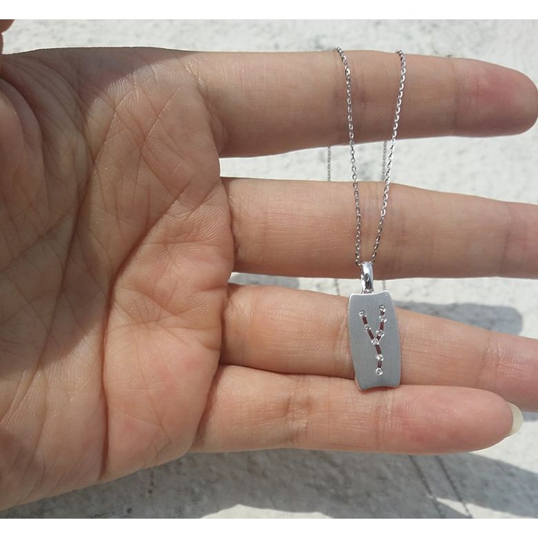 Pendentif taureau or blanc - Constellation du zodiaque - Diamants - 1