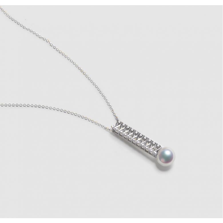 Pendentif perle du Japon. Or blanc, diamant - Hatsune Miku - 7