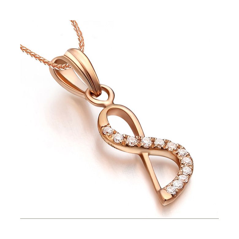 Pendentif chiffre 8 - Or rose 18cts - Diamants 0.024ct - 3