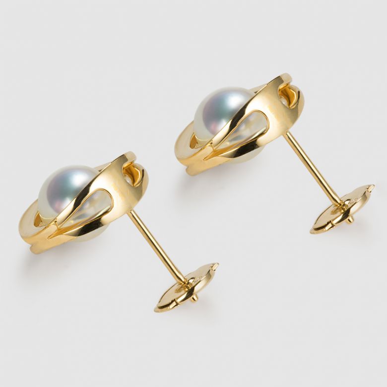Pendentif et Boucles Himiko. Perles Akoya, Or jaune, diamants - 6