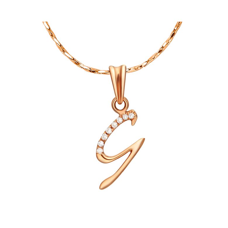 Pendentif chiffre 9 - Or rose 18cts - Diamants 0.016ct - 1