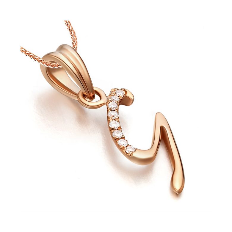 Pendentif chiffre 9 - Or rose 18cts - Diamants 0.016ct - 3