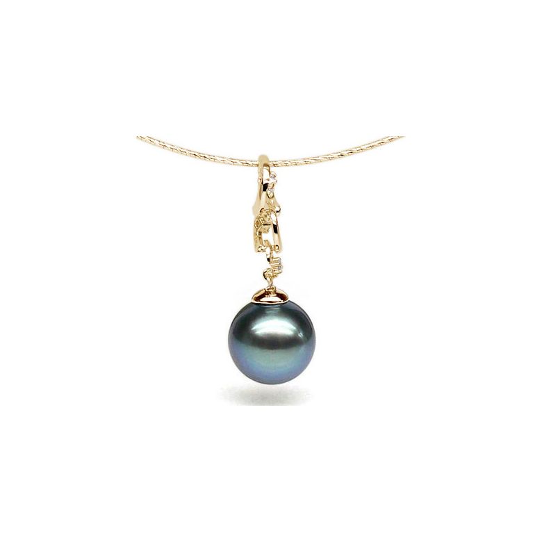Pendentif Lemnos. 3 anneaux Perle de Tahiti. Or jaune, diamants  - 4