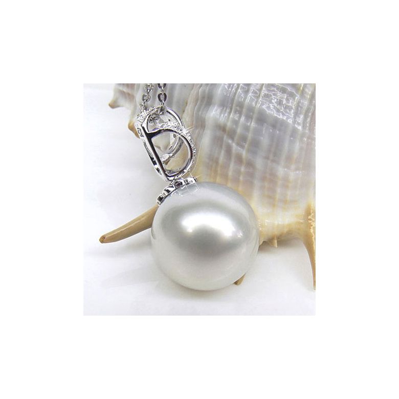 Pendentif Tasman enroulé - Perle d'Australie - Or blanc, diamants - 2