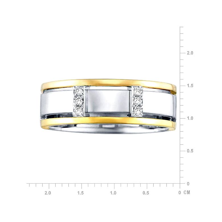 Bague or jaune et blanc Homme - 2 Ors 18cts, 6.50gr - 6 Diamants - 4