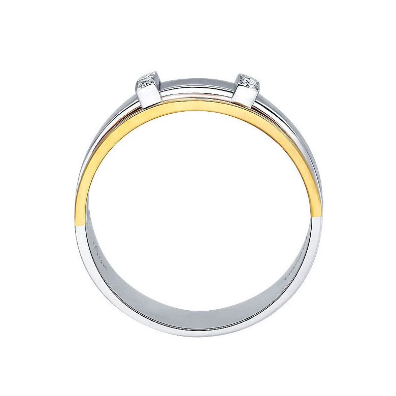 Bague or jaune et blanc Homme - 2 Ors 18cts, 6.50gr - 6 Diamants - 5
