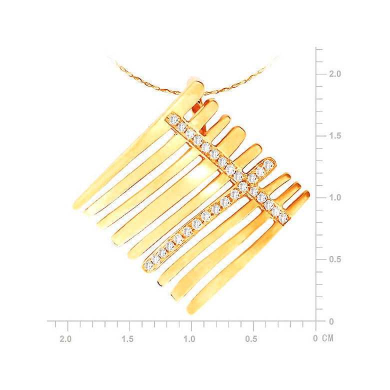 Pendentif barrettes d'or jaune croisées de 29 diamants sertis grains - 3
