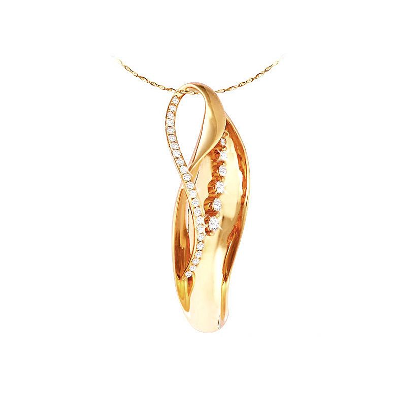 Pendentif naissance du végétal - Or jaune, diamants grains et griffes - 1