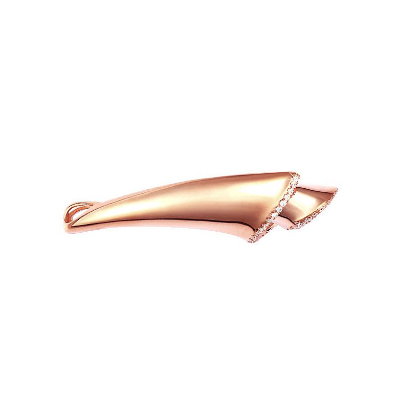 Pendentif corne d'abondance or rose - Coquille de Triton - Diamants - 3