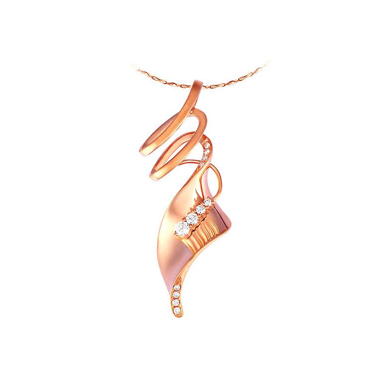 Pendentif or rose - Esprit tourbillonnant - Serti 12 diamants 0.14ct - 1