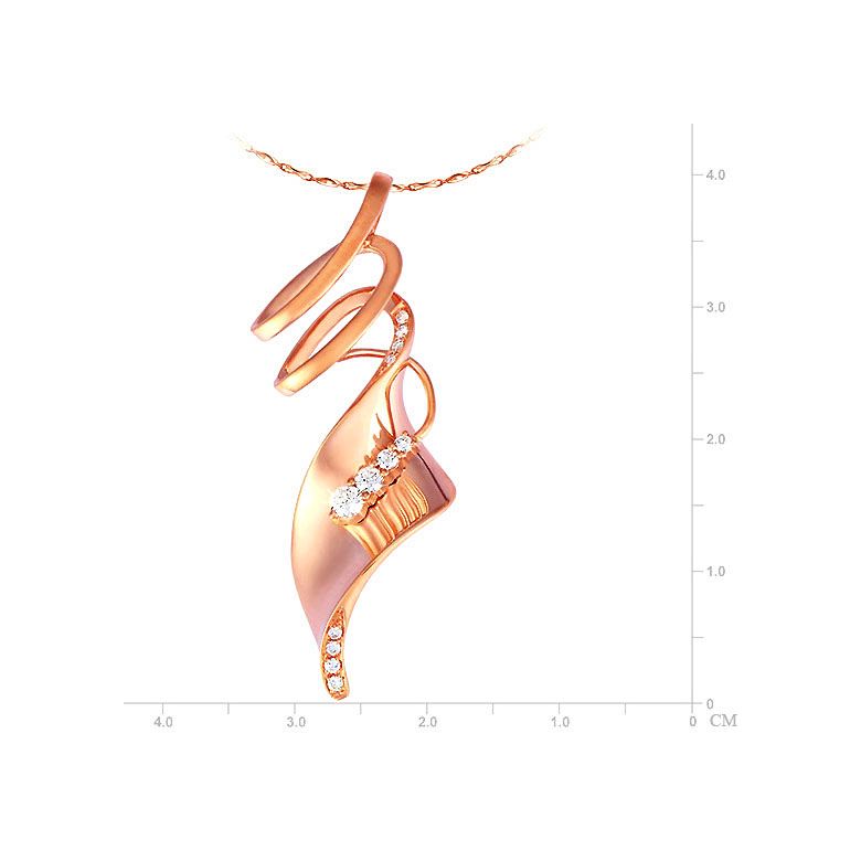Pendentif or rose - Esprit tourbillonnant - Serti 12 diamants 0.14ct - 2
