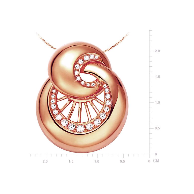 Pendentif coquillage or rose 18 carats - 27 Diamants 0.26ct - 2
