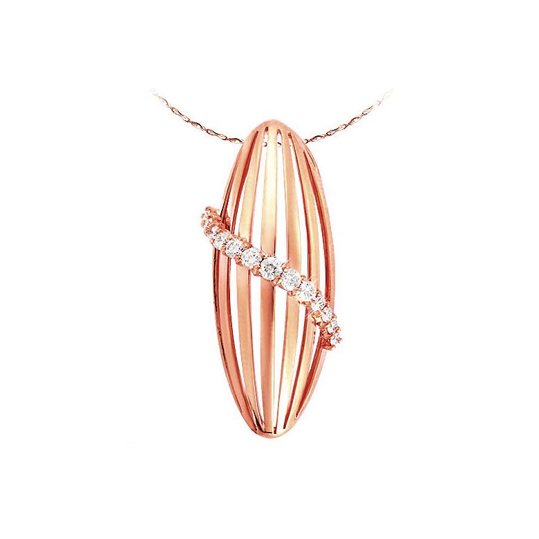 Pendentif courbes liées en or rose 18cts - Pavage diamants sensuel - 1