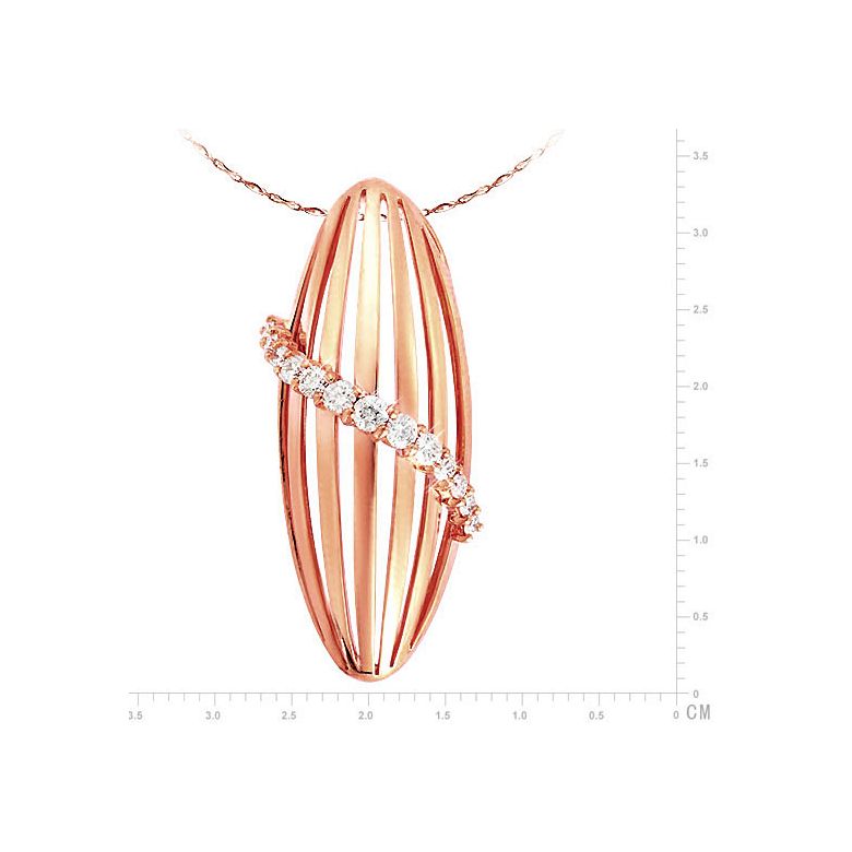 Pendentif courbes liées en or rose 18cts - Pavage diamants sensuel - 2
