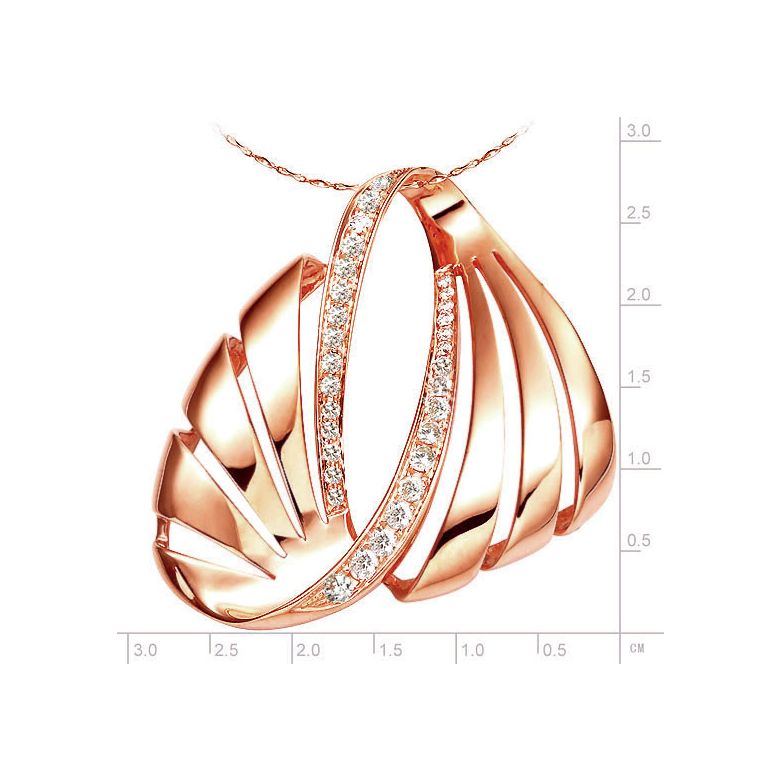 Pendentif or rose motifs écailles - Trésor merveilleux en diamants - 3