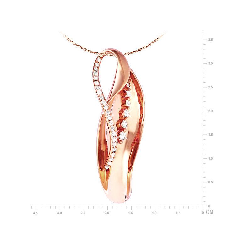 Création pendentif or rose - Naissance du végétal - Diamants sertis - 3