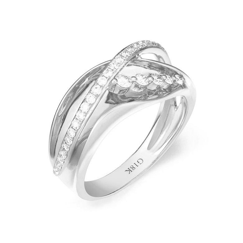 Fiançaille bague - Bague en or blanc 18cts - 35 Diamants de 0.33ct - 1