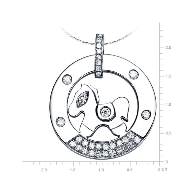 Pendentif cheval à bascule - Or blanc, Diamants 0,29ct - 2