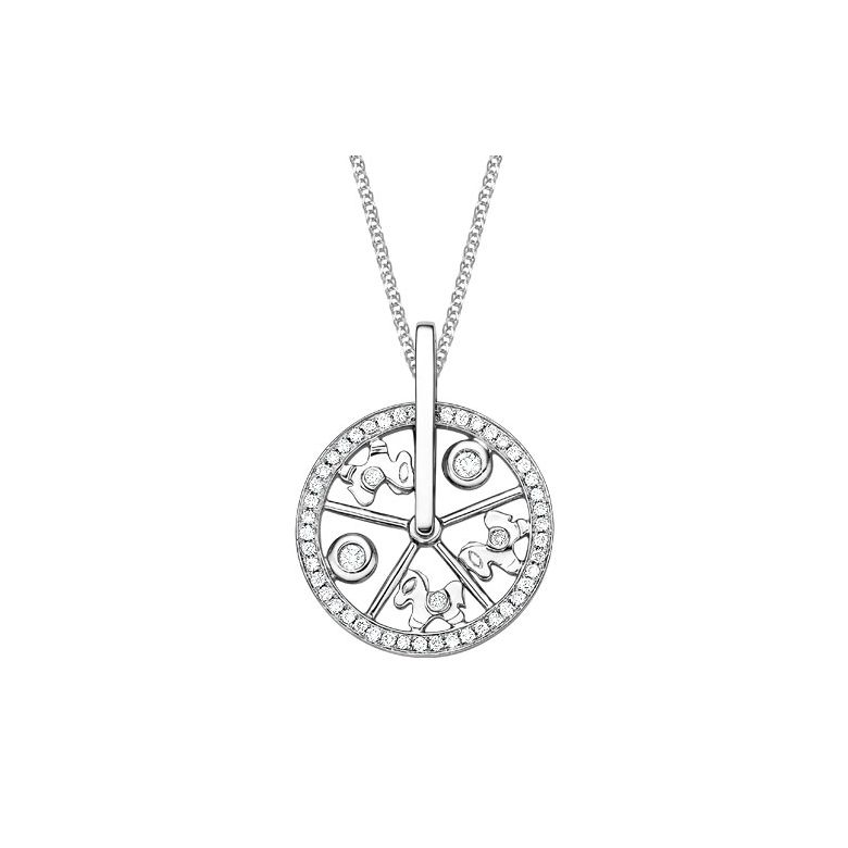 Pendentif cheval manège enchanté - or blanc 18cts, diamants - 1