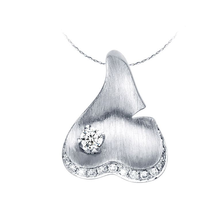 Pendentif nature or blanc fendu - Création joaillière diamants - 1