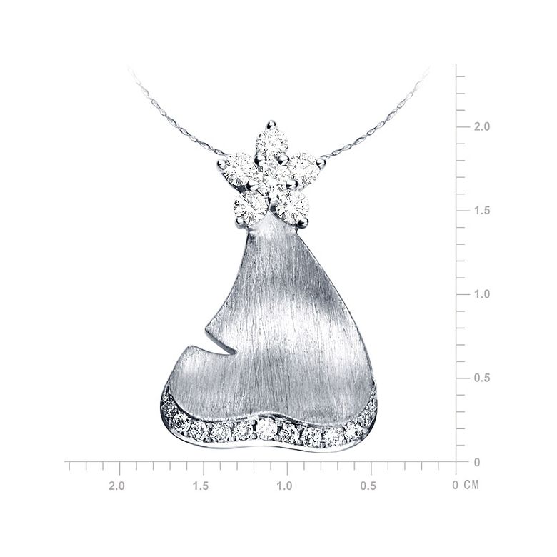 Pendentif nature - Création joaillière or blanc - Diamants 0.25ct - 3