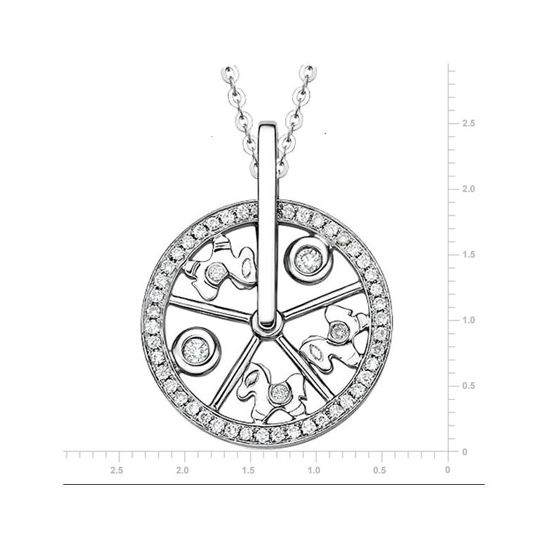 Pendentif cheval manège enchanté - or blanc 18cts, diamants - 2