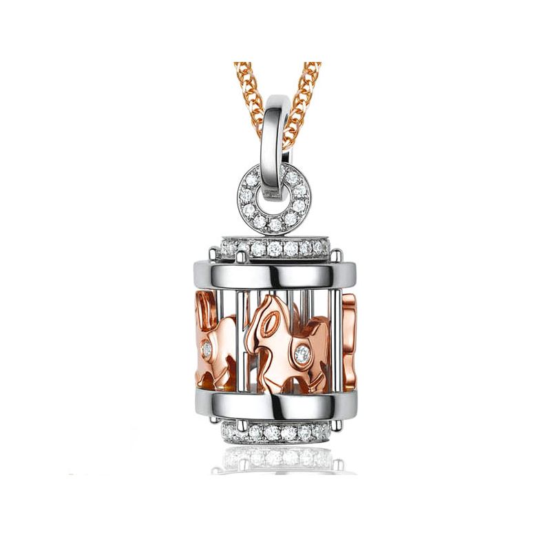 Pendentif 2 ors du cheval à bascule - Manège mobile - Diamants 0.17ct - 1