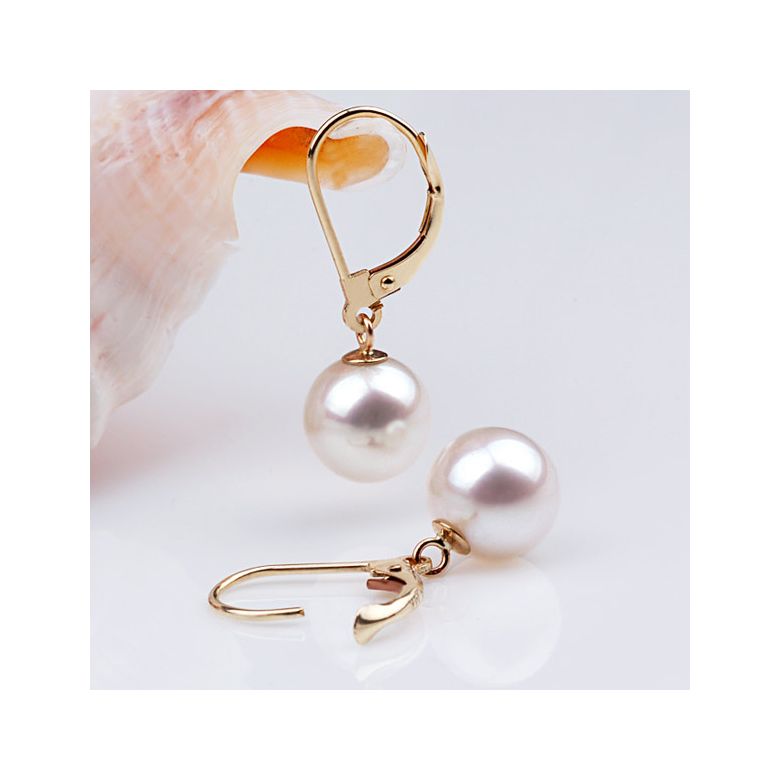 Boucles d'oreilles perles eau douce blanches - 8/9mm - GEMME - Or jaune - 2