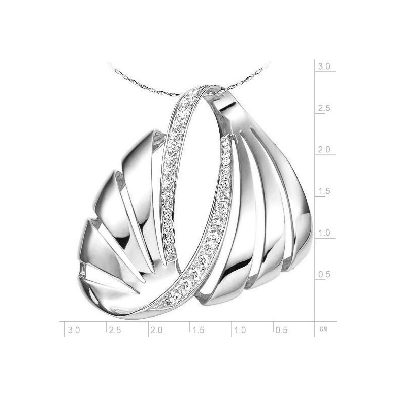 Pendentif or blanc diamants issu des flots énigmatiques - 3
