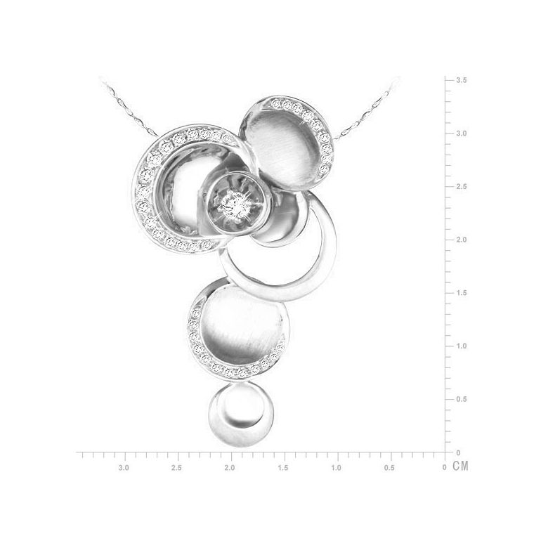 Pendentif or blanc 750/1000 - Bijou circulaire en diamants - 3