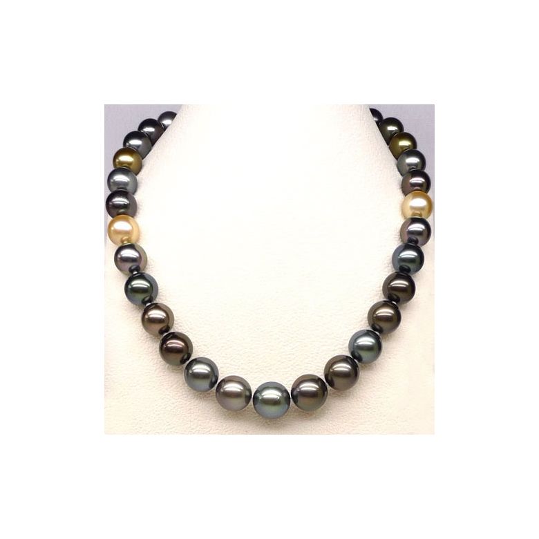 Collier en perles de Tahiti multicolores - Perle de culture - 12/14mm - 4