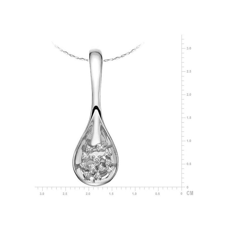 Pendentif cuillère or blanc - Coeur diamants sertis petites griffes - 2
