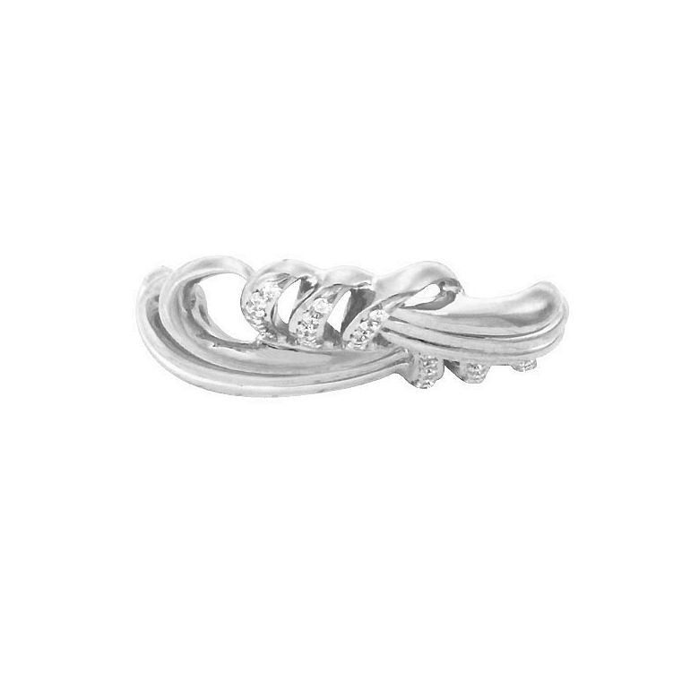 Pendentif pavé de diamants - Branches or blanc 18cts forme quadra - 2