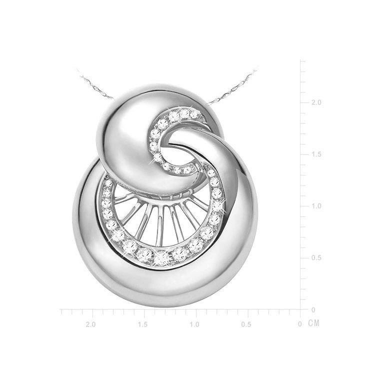 Pendentif en forme de coquillage - Métal or blanc 750/1000 - Diamants - 2