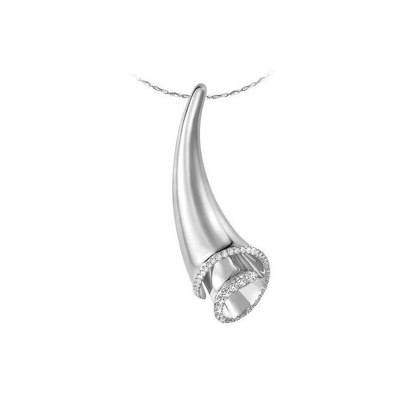 Pendentif or blanc diamants - Corne légendaire de l'abondance - 1