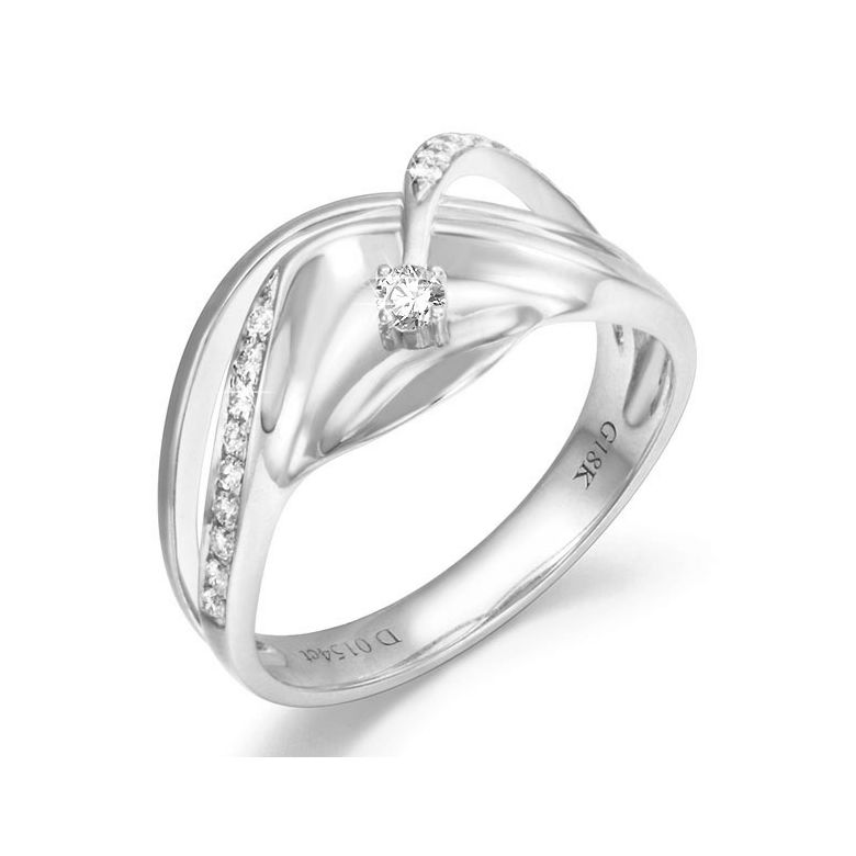 Bague or diamant - Or blanc 18 carats - Diamants 0.109ct - 1