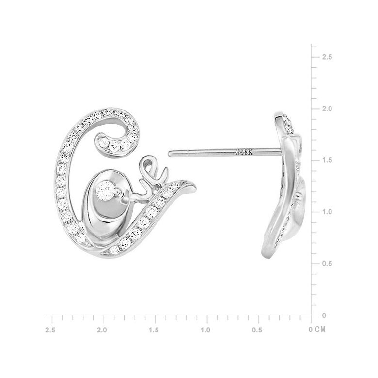 Boucles d'oreilles séduction - Pendants Love or blanc avec diamants - 2