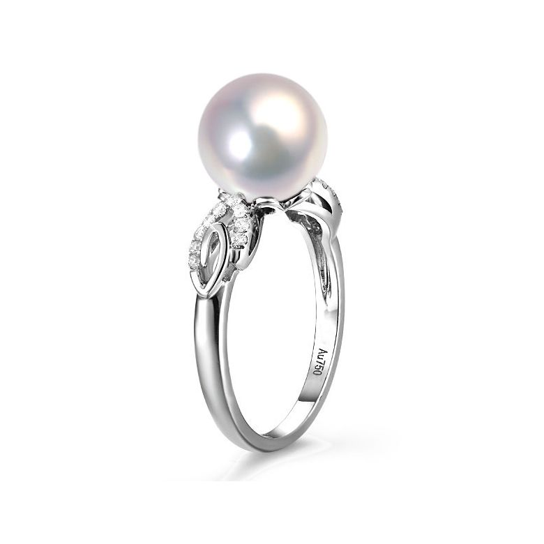 Bague du couple danseur - Perle eau douce - Or blanc 18cts, diamants - 4