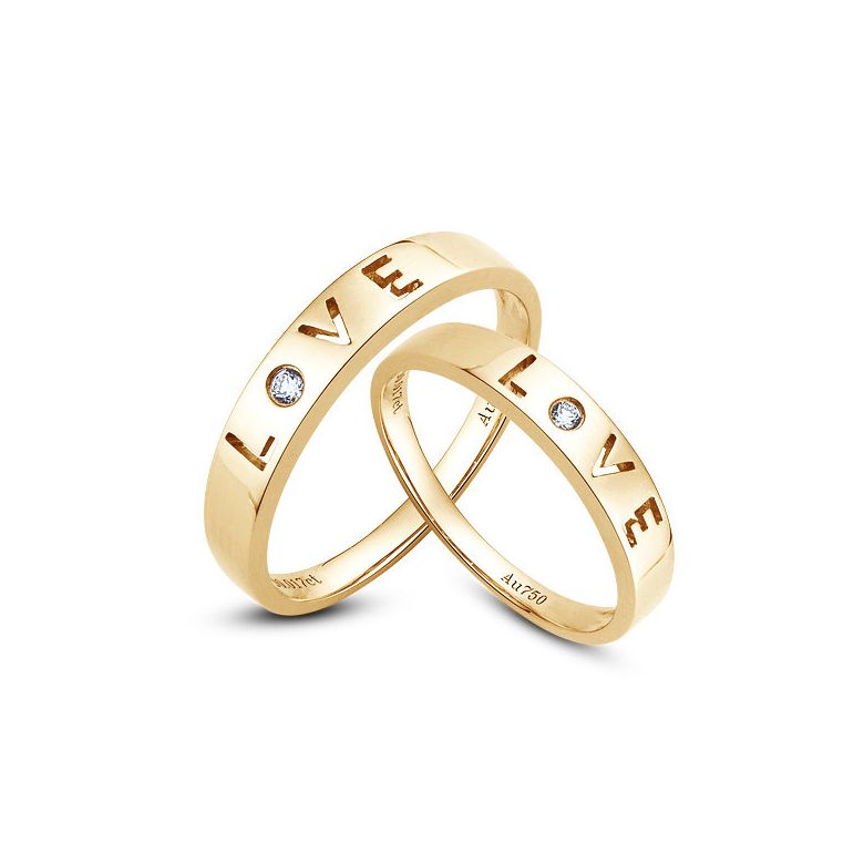 Alliances Love - Alliances Duo d'or jaune - Diamants - 1